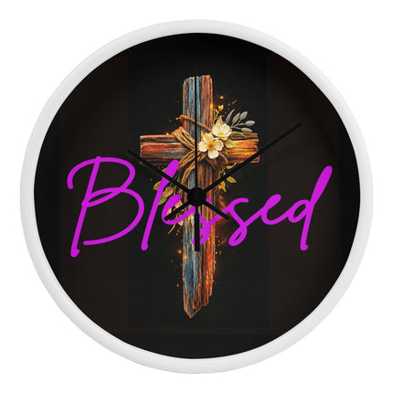 Inspiring Heart Cross Wood Frame Clock – Christian Gift for Women