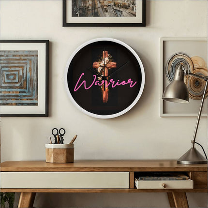 Inspiring Heart Cross Wood Frame Clock – Christian Gift for Women