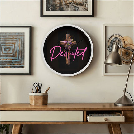 Inspiring Heart Cross Wood Frame Clock – Christian Gift for Women