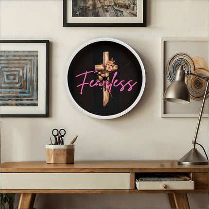 Inspiring Heart Cross Wood Frame Clock – Christian Gift for Women