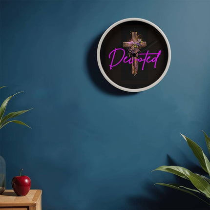 Inspiring Heart Cross Wood Frame Clock – Christian Gift for Women