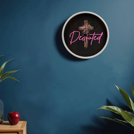 Inspiring Heart Cross Wood Frame Clock – Christian Gift for Women