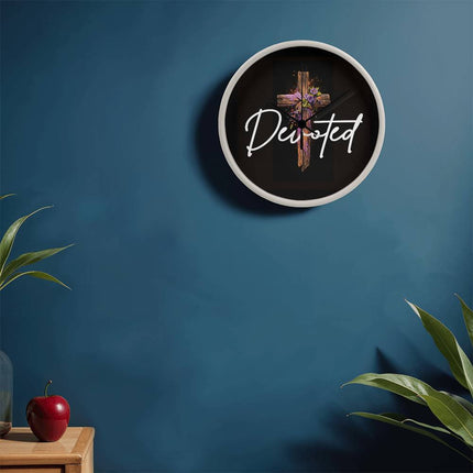 Inspiring Heart Cross Wood Frame Clock – Christian Gift for Women