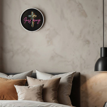 Inspiring Heart Cross Wood Frame Clock – Christian Gift for Women