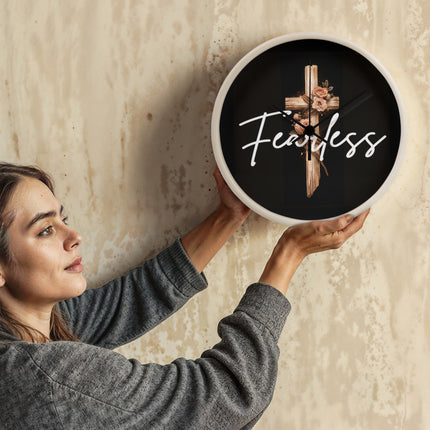 Inspiring Heart Cross Wood Frame Clock – Christian Gift for Women