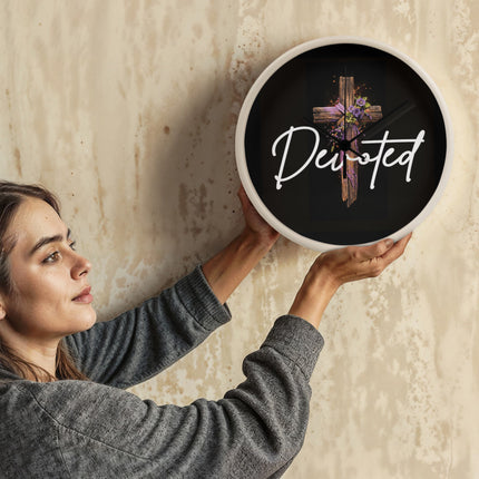 Inspiring Heart Cross Wood Frame Clock – Christian Gift for Women