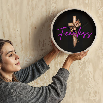 Inspiring Heart Cross Wood Frame Clock – Christian Gift for Women