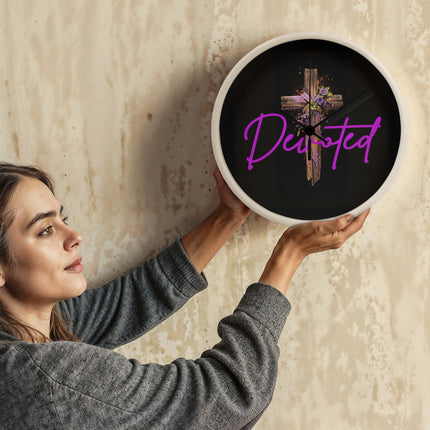 Inspiring Heart Cross Wood Frame Clock – Christian Gift for Women