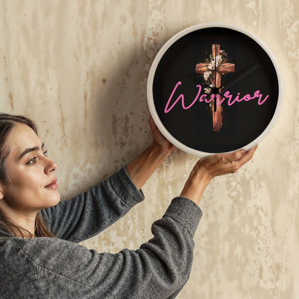 Inspiring Heart Cross Wood Frame Clock – Christian Gift for Women