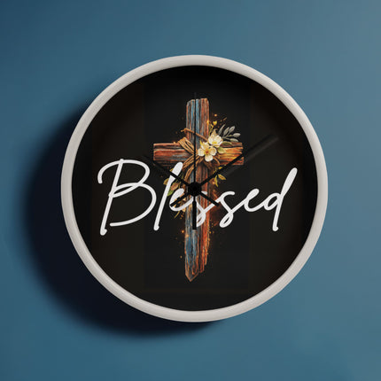 Inspiring Heart Cross Wood Frame Clock – Christian Gift for Women