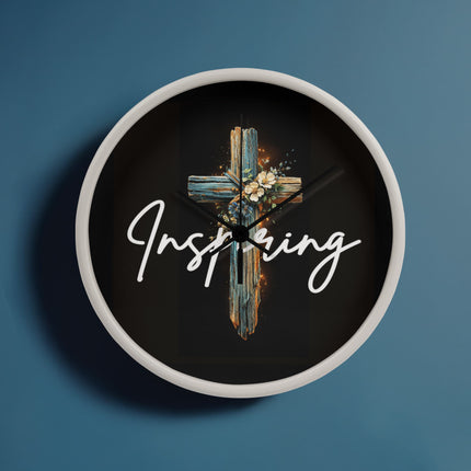 Inspiring Heart Cross Wood Frame Clock – Christian Gift for Women
