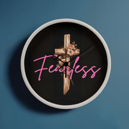 Inspiring Heart Cross Wood Frame Clock – Christian Gift for Women