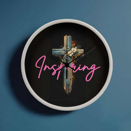 Inspiring Heart Cross Wood Frame Clock – Christian Gift for Women