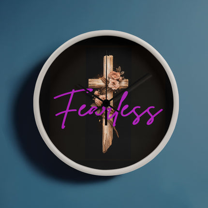 Inspiring Heart Cross Wood Frame Clock – Christian Gift for Women