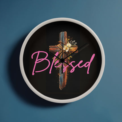 Inspiring Heart Cross Wood Frame Clock – Christian Gift for Women