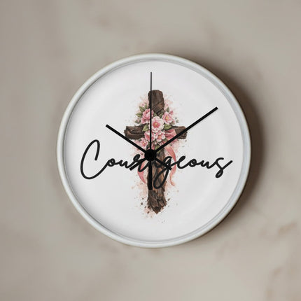 Courageous | Bold Christian Wall Clock | Gift for Her