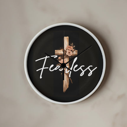 Inspiring Heart Cross Wood Frame Clock – Christian Gift for Women