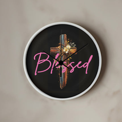 Inspiring Heart Cross Wood Frame Clock – Christian Gift for Women