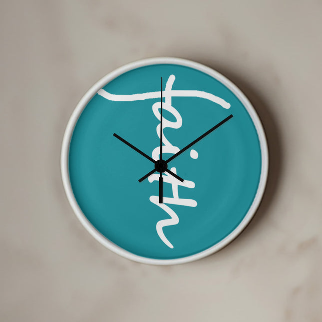 Faith Wall Clock | Teal Christian Home Decor (10”)