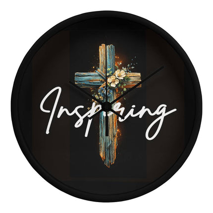 Inspiring Heart Cross Wood Frame Clock – Christian Gift for Women
