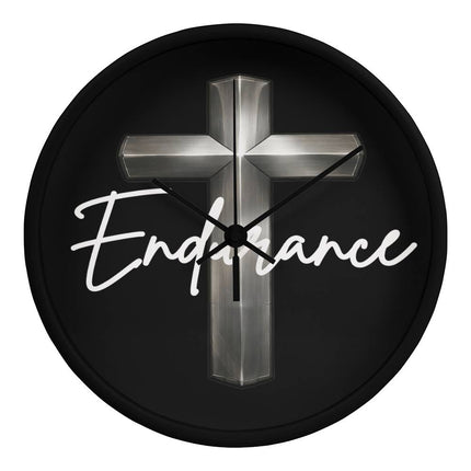 Endurance Cross Wood-Frame Wall Clock – Christian Gift for Men