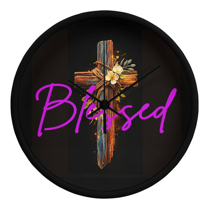 Inspiring Heart Cross Wood Frame Clock – Christian Gift for Women