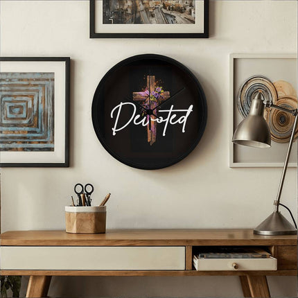 Inspiring Heart Cross Wood Frame Clock – Christian Gift for Women