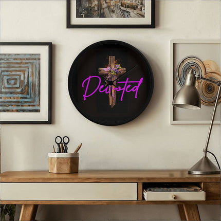 Inspiring Heart Cross Wood Frame Clock – Christian Gift for Women