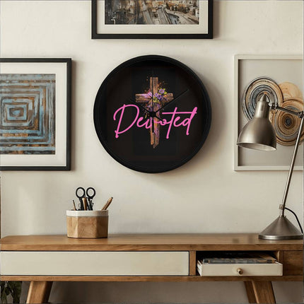 Inspiring Heart Cross Wood Frame Clock – Christian Gift for Women