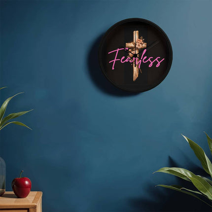Inspiring Heart Cross Wood Frame Clock – Christian Gift for Women