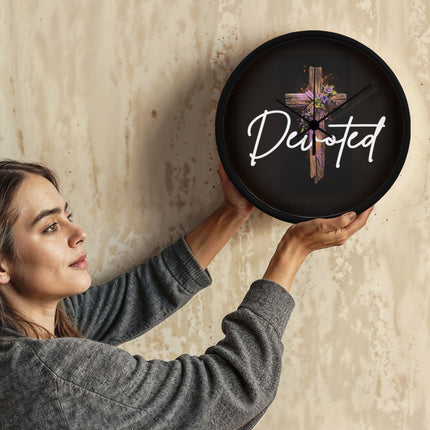 Inspiring Heart Cross Wood Frame Clock – Christian Gift for Women