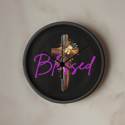 Inspiring Heart Cross Wood Frame Clock – Christian Gift for Women