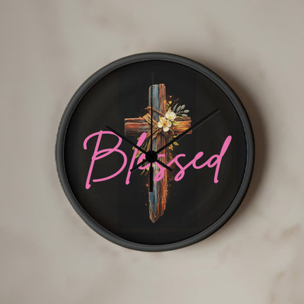 Inspiring Heart Cross Wood Frame Clock – Christian Gift for Women