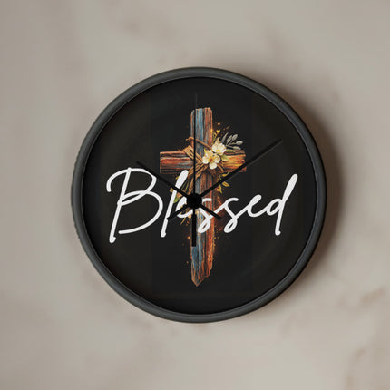 Inspiring Heart Cross Wood Frame Clock – Christian Gift for Women