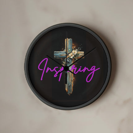 Inspiring Heart Cross Wood Frame Clock – Christian Gift for Women