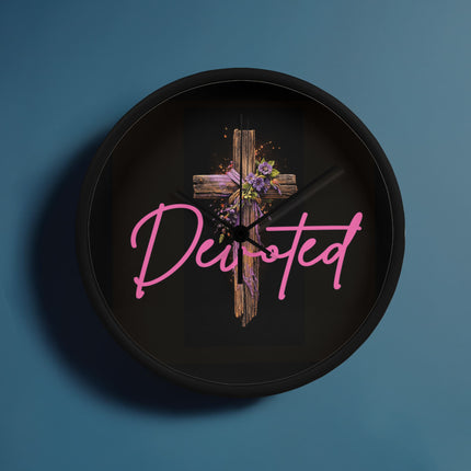 Inspiring Heart Cross Wood Frame Clock – Christian Gift for Women