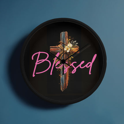 Inspiring Heart Cross Wood Frame Clock – Christian Gift for Women