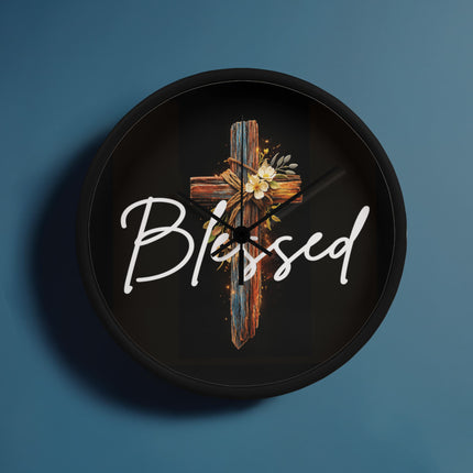 Inspiring Heart Cross Wood Frame Clock – Christian Gift for Women