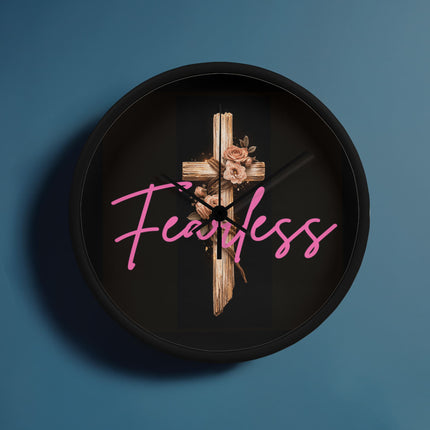 Inspiring Heart Cross Wood Frame Clock – Christian Gift for Women