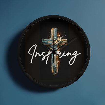 Inspiring Heart Cross Wood Frame Clock – Christian Gift for Women