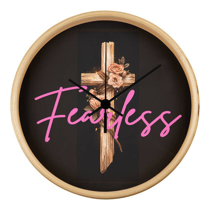 Inspiring Heart Cross Wood Frame Clock – Christian Gift for Women