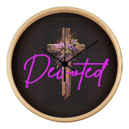 Inspiring Heart Cross Wood Frame Clock – Christian Gift for Women