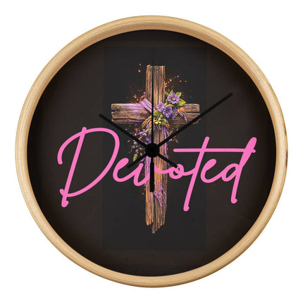 Inspiring Heart Cross Wood Frame Clock – Christian Gift for Women