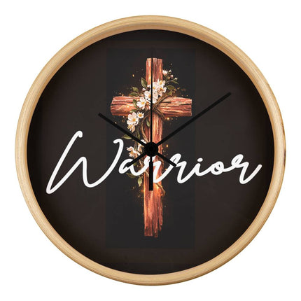 Inspiring Heart Cross Wood Frame Clock – Christian Gift for Women