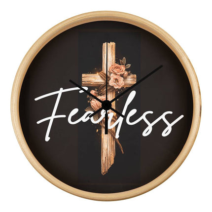 Inspiring Heart Cross Wood Frame Clock – Christian Gift for Women