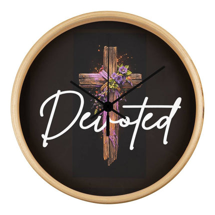 Inspiring Heart Cross Wood Frame Clock – Christian Gift for Women