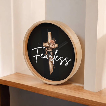 Inspiring Heart Cross Wood Frame Clock – Christian Gift for Women
