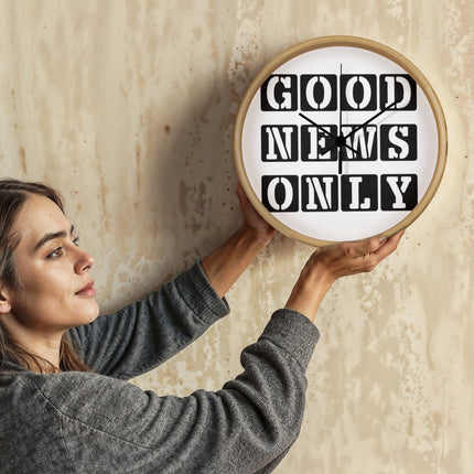 Good News Only Wood Frame Wall Clock | 10 Inch | Christian Home Decor