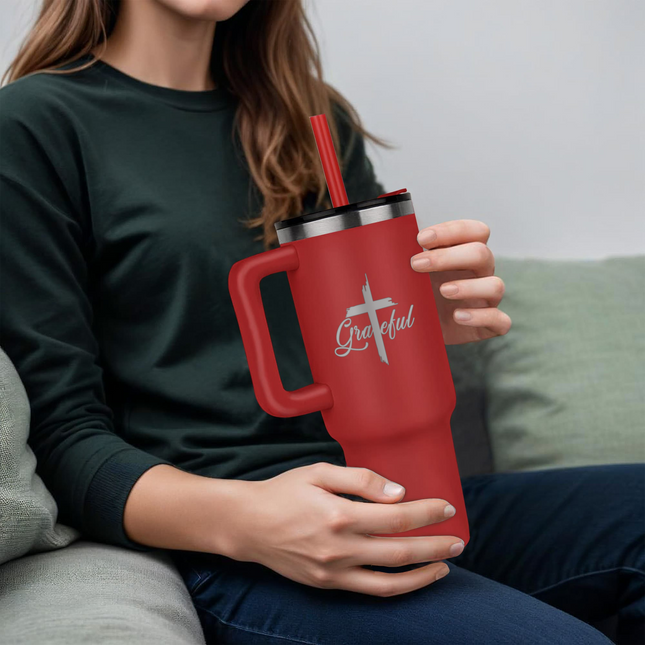 Grateful | Heartfelt Christian 40oz Tumbler | Gift for Her