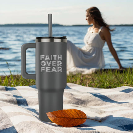 Faith Over Fear 40oz Tumbler – Christian Gift for Men